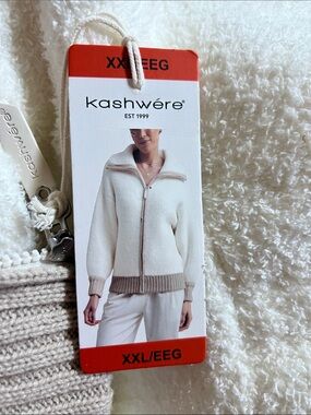 Kashwére Women's Cream Zip-Front Crewneck Sweater